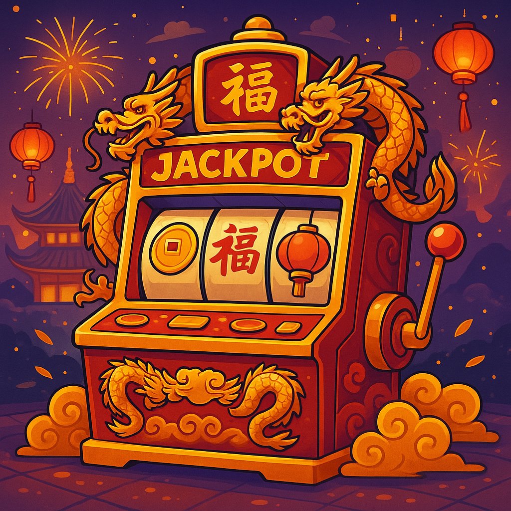 Asian dragon symbols and gate imagery creating immersive thematic atmosphere in slot game